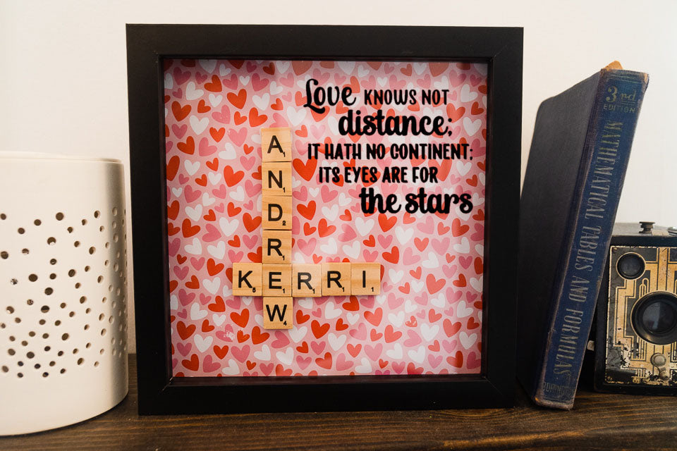 Personalized Scrabble Tile Name Love Quote Frame Display Decor Frame