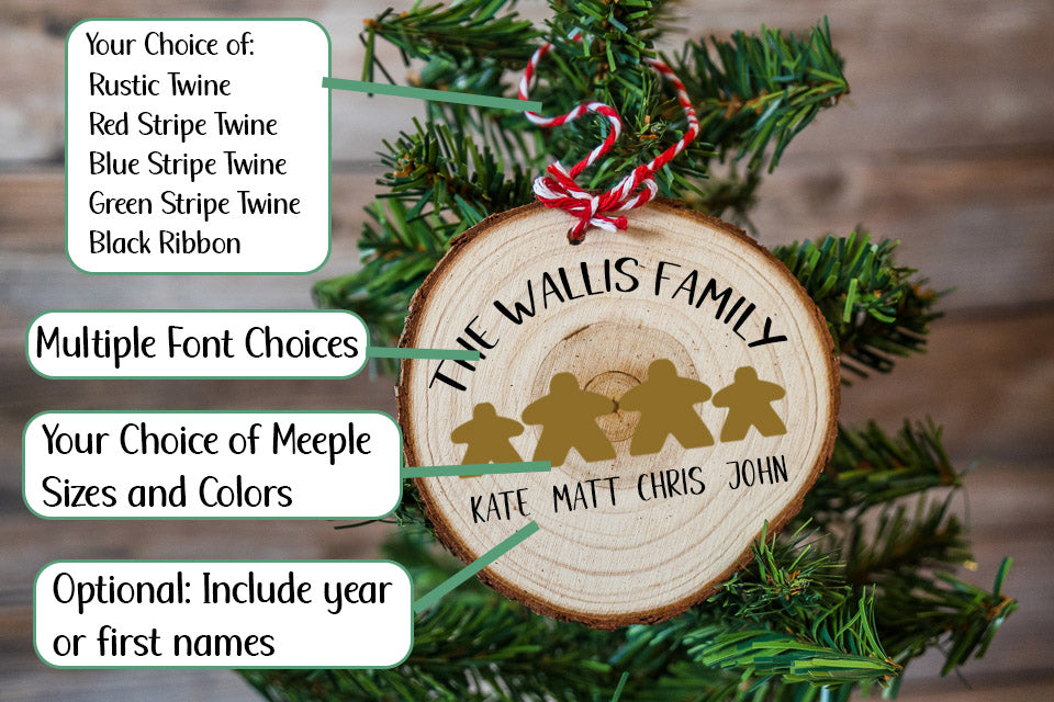 Personalized Meeple Wood Round Ornament