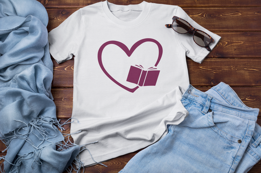 I Heart Books Reading Booklover Bookworm Shirt | All Sizes | Short & Long Sleeve