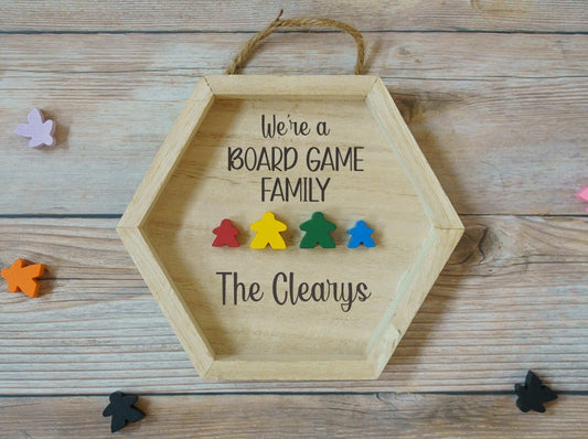 Board Game Family Custom Meeple Hex Frame Display Decor