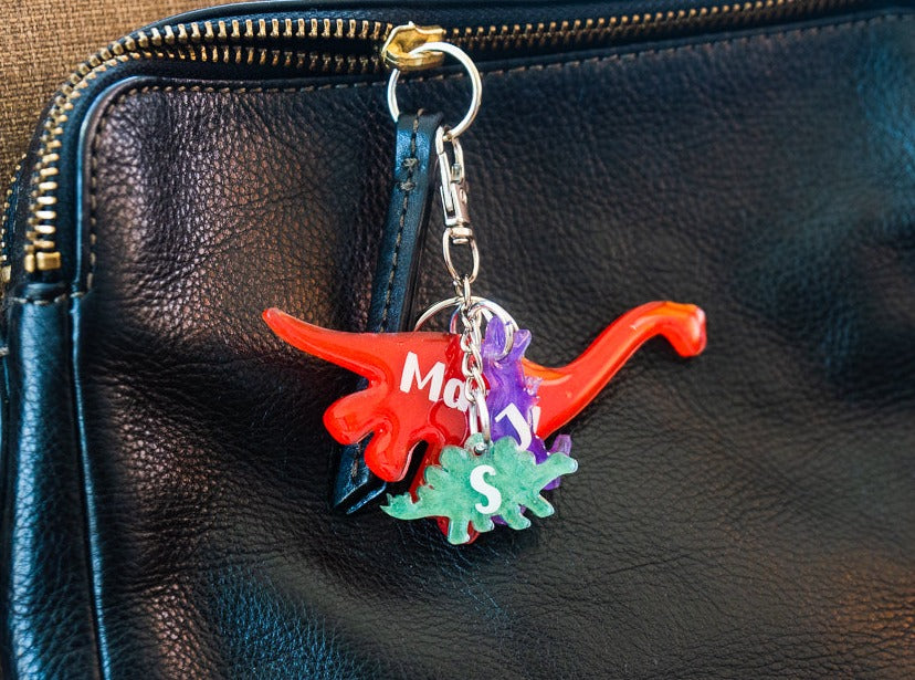 Mama Dino Baby Dinosaur Personalized Keychain