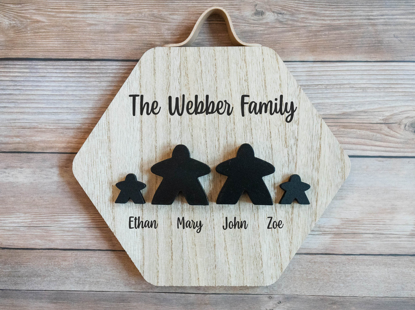 Family Name Custom Meeple Wood Hexagon Display Decor