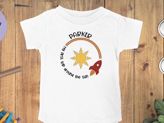 My First Trip Around the Sun Birthday Baby Shirt