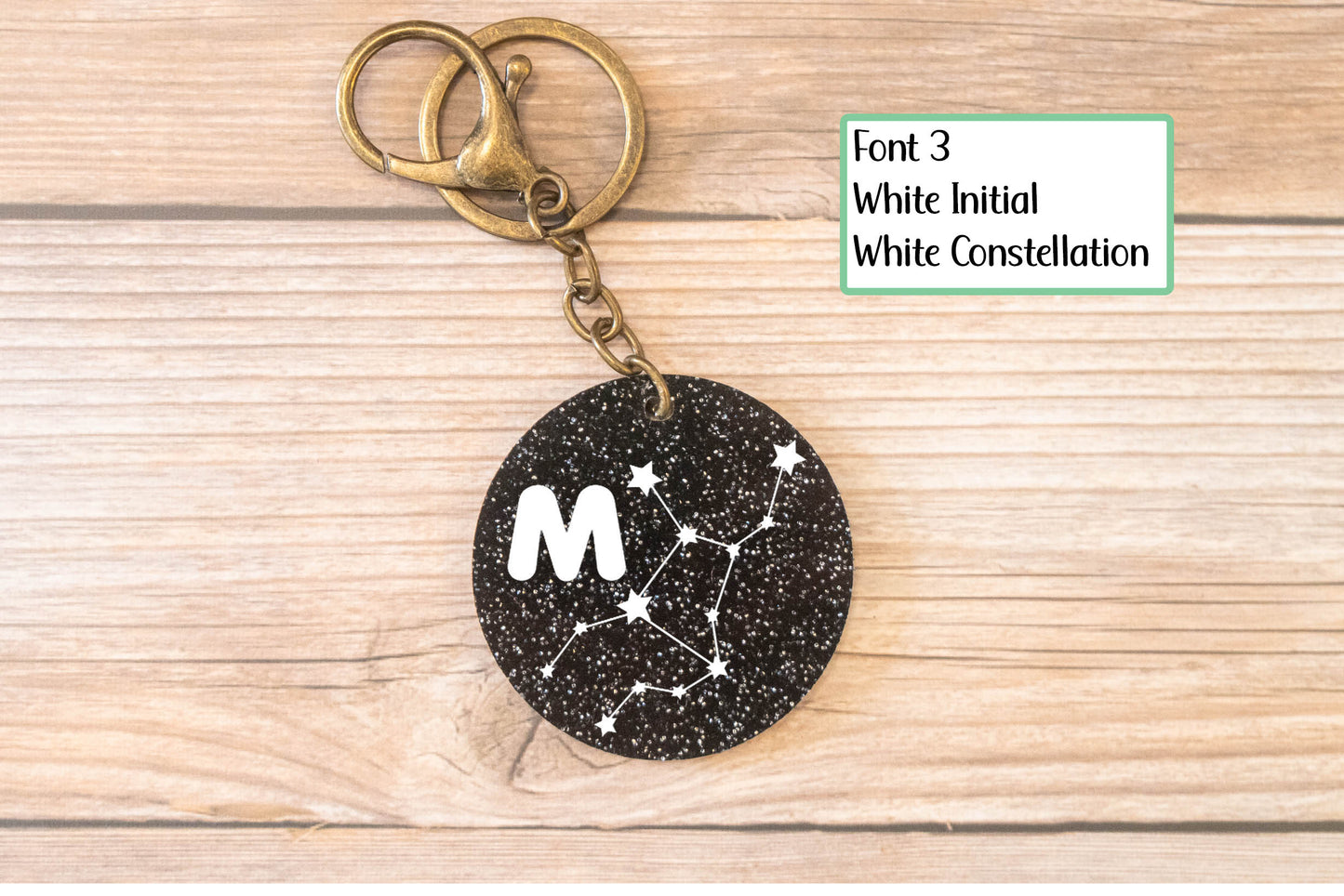 Zodiac Star Sign Constellation Initial Keychain