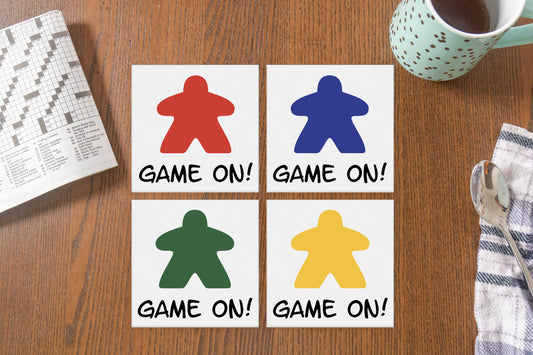 Meeple Tile Coaster Set - Game On!