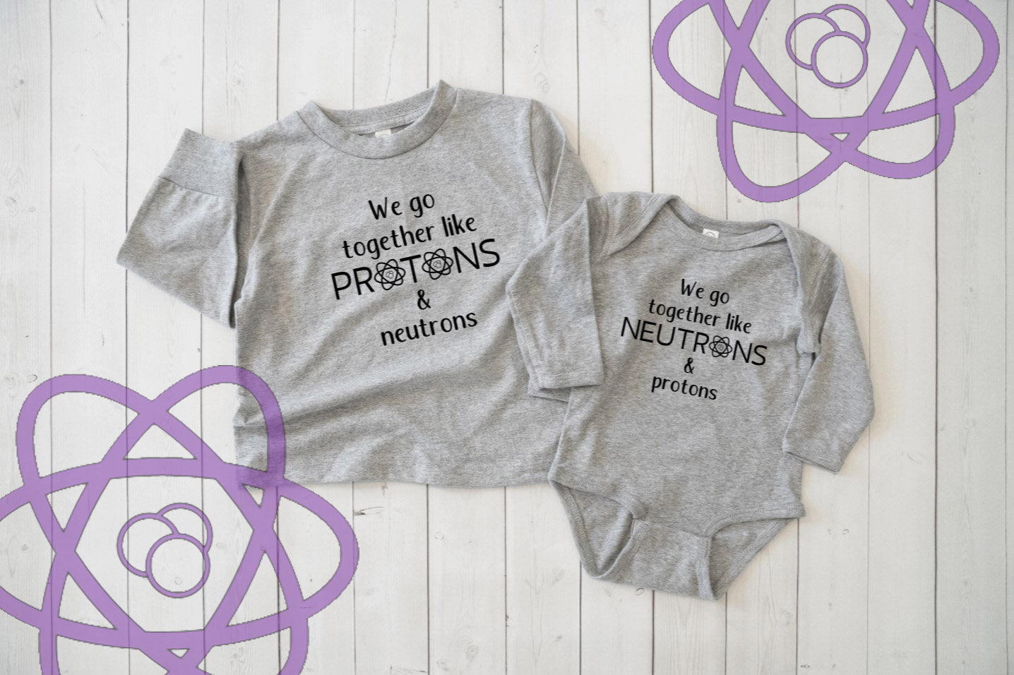 Protons & Neutrons Sibling Shirt Set