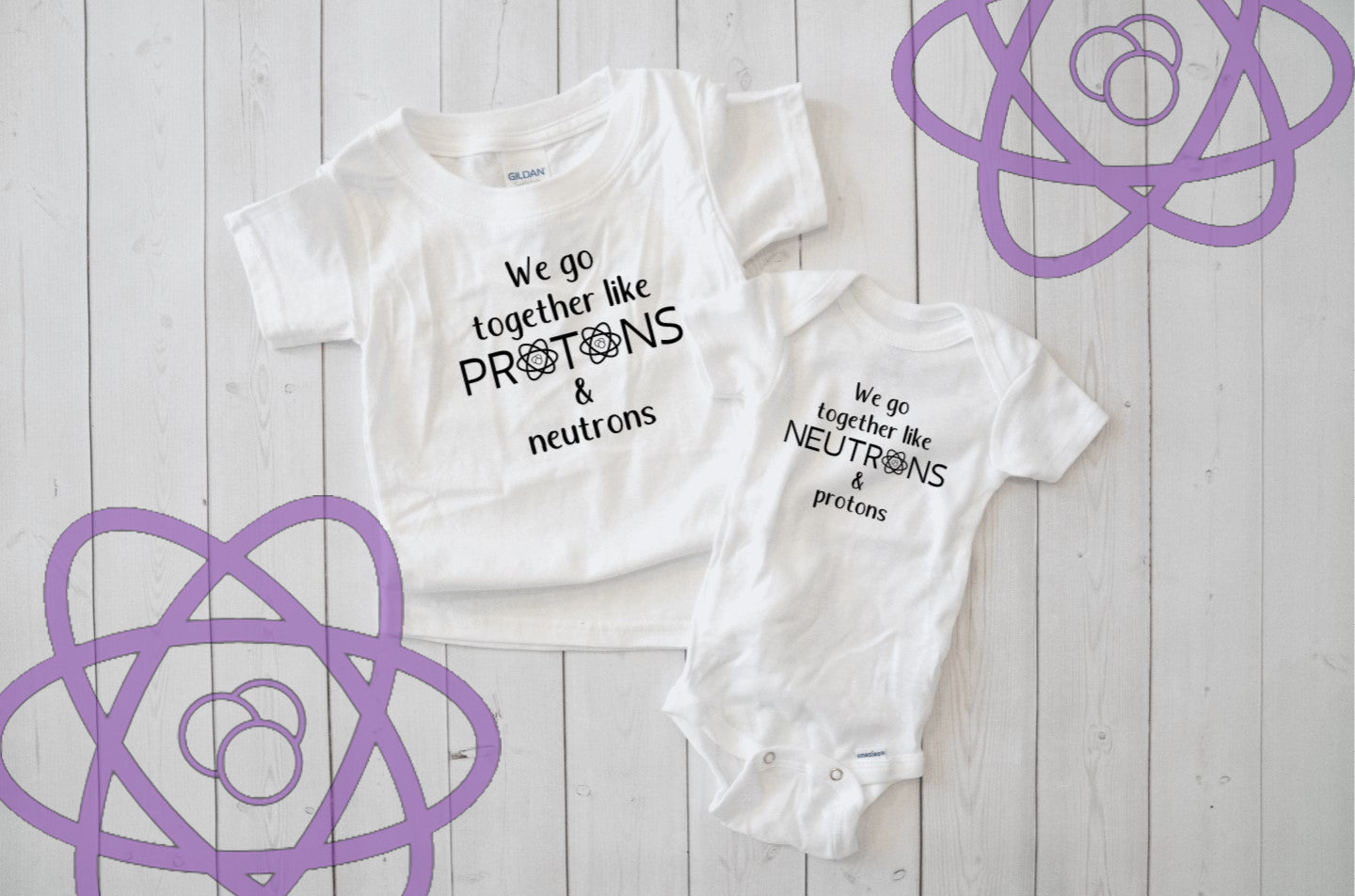 Protons & Neutrons Sibling Shirt Set