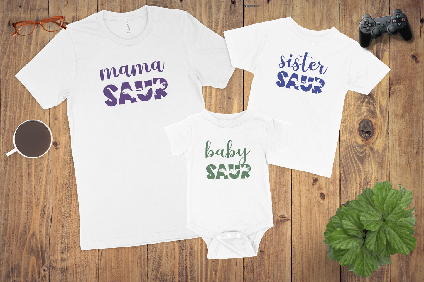 MamaSAUR, BabySAUR Dinosaur Family Shirt Set