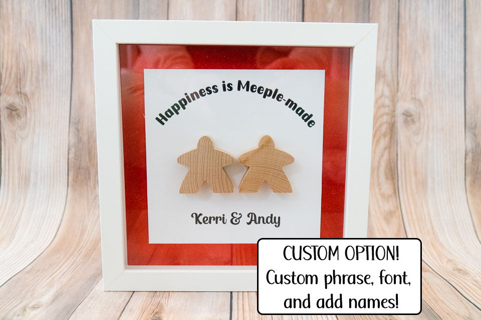 CUSTOM You're My Kind of Meeple Couple Frame Display Decor - Black Frame