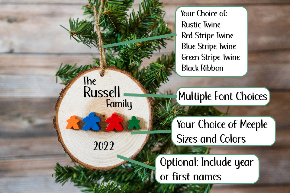 Personalized Wooden Meeple Wood Round Ornament