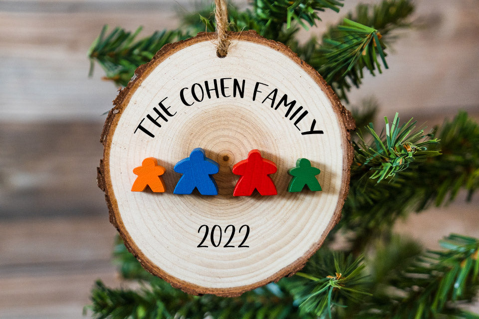 Personalized Wooden Meeple Wood Round Ornament